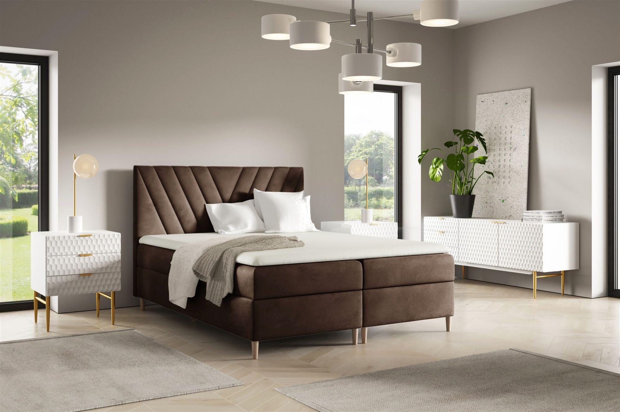 wohnli-moebel-suche-800001142782-1 BOXBETT Espen Premium überlänge Textil Fun Möbel Möbel > Betten > Boxspringbetten Braun