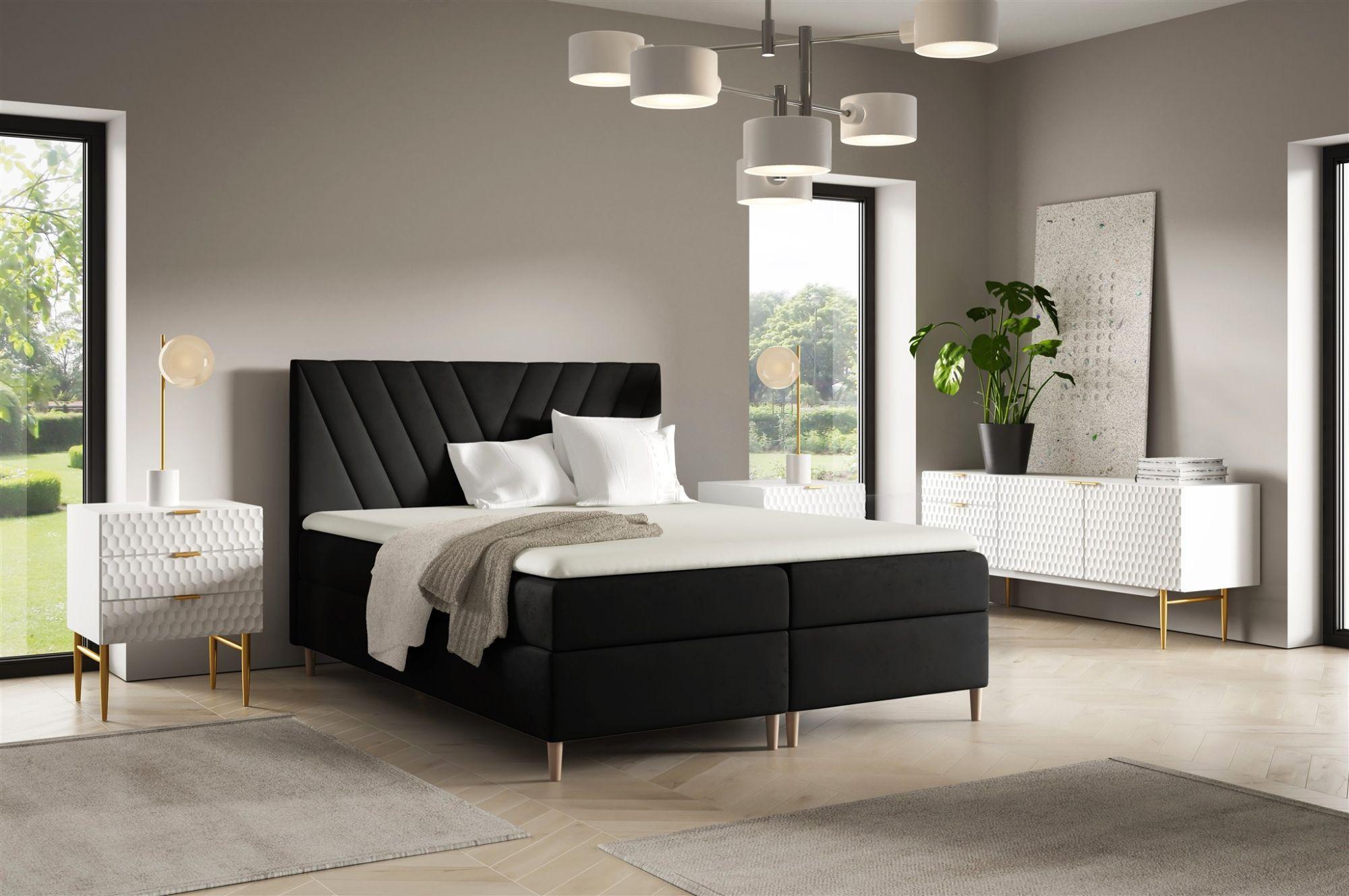 wohnli-moebel-suche-800001142947-1 BOXBETT Espen Premium Textil Fun Möbel Möbel > Betten > Boxspringbetten Schwarz