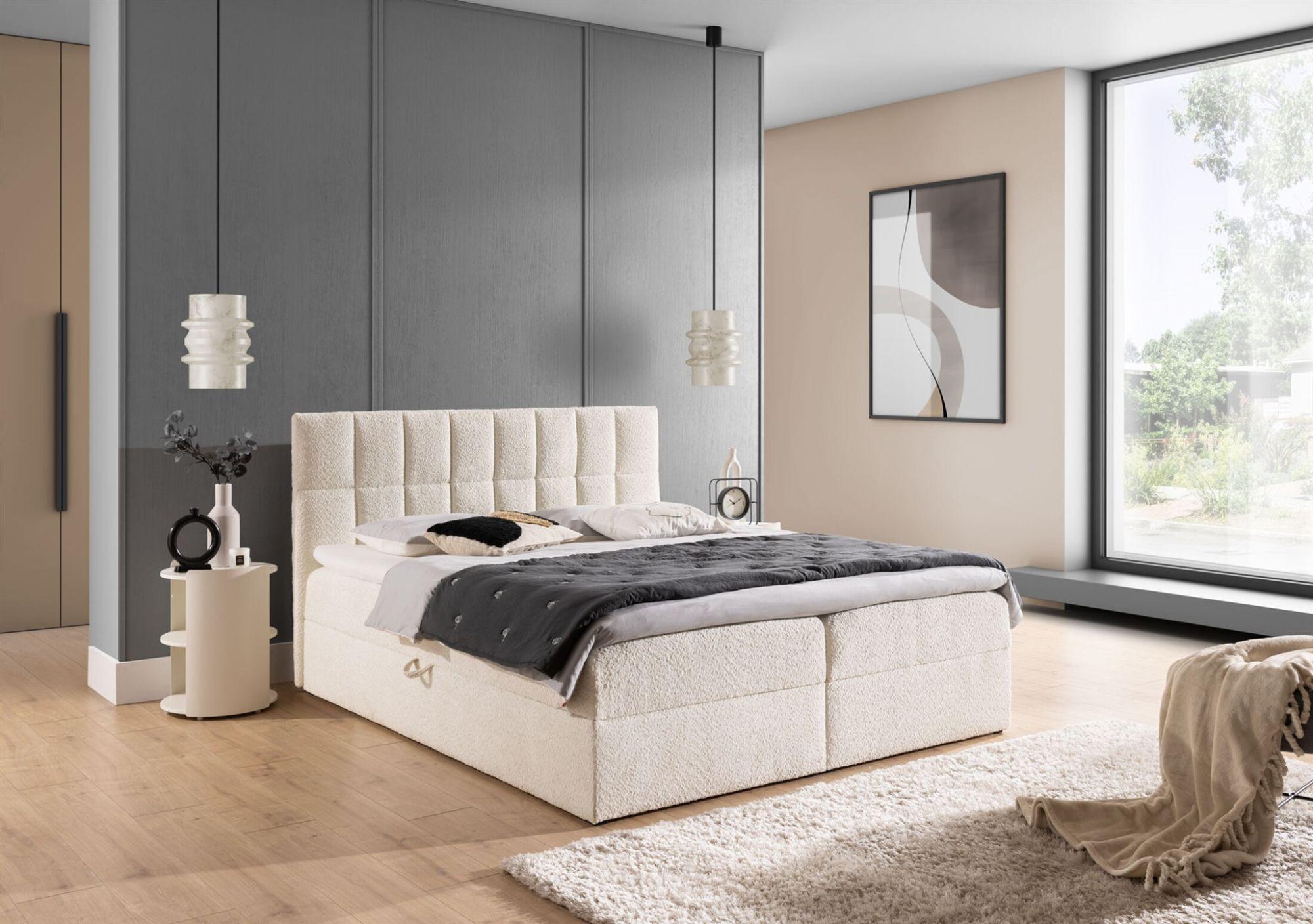 BOXBETT Dominga Premium Textil Fun Möbel Möbel > Betten > Boxspringbetten Weiß