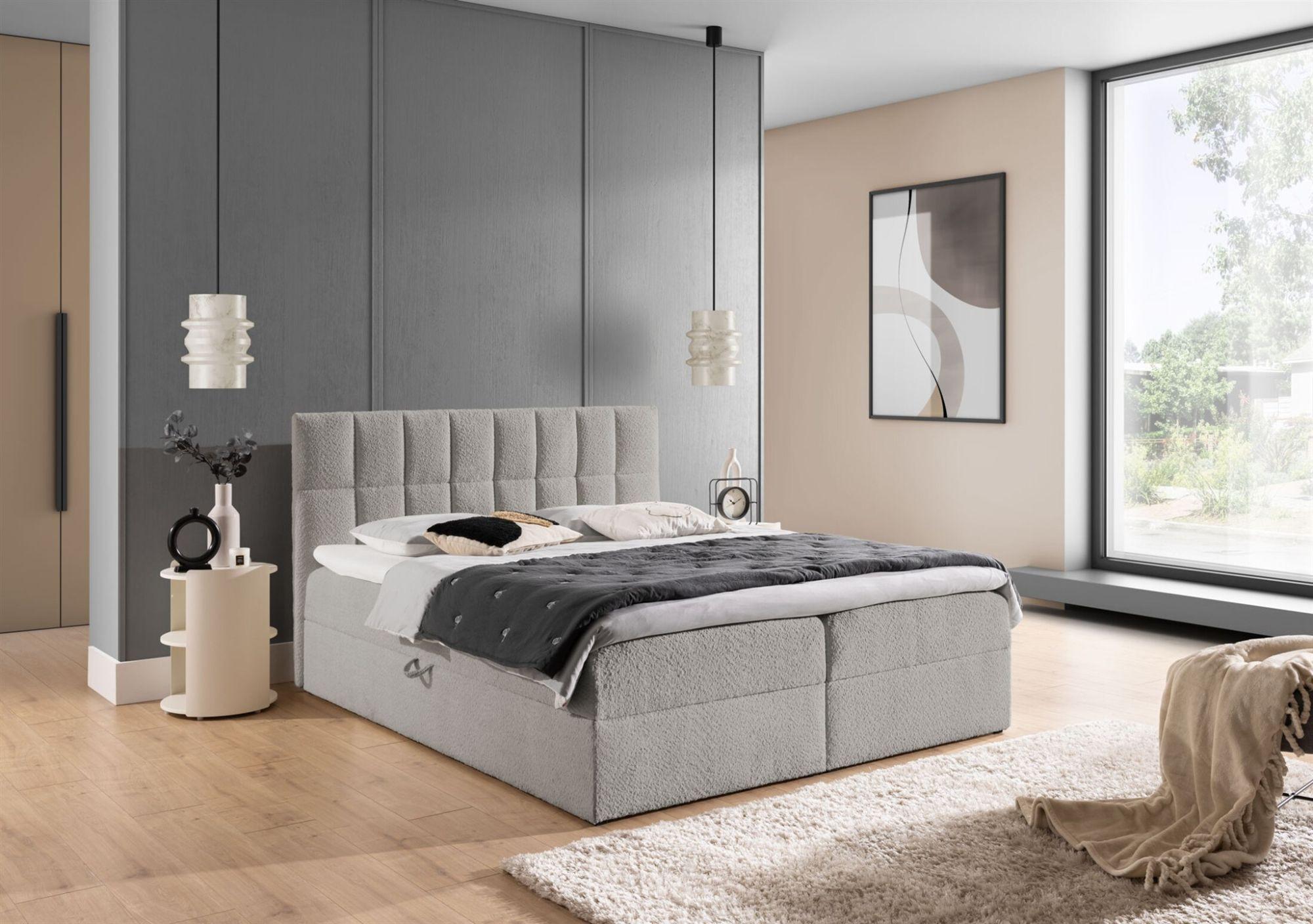 BOXBETT Dominga Premium Textil Fun Möbel Möbel > Betten > Boxspringbetten Grau