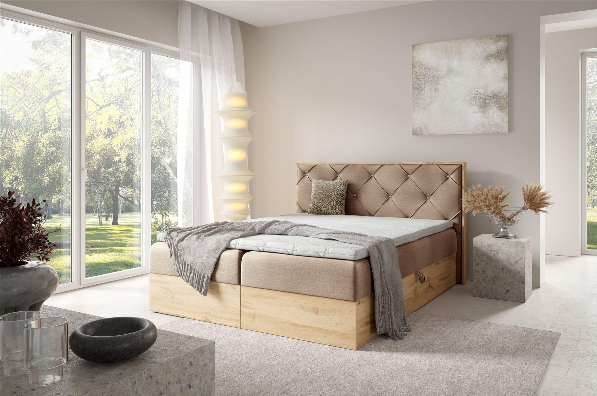BOXBETT Helios Premium Textil Fun Möbel Möbel > Betten > Boxspringbetten Beige