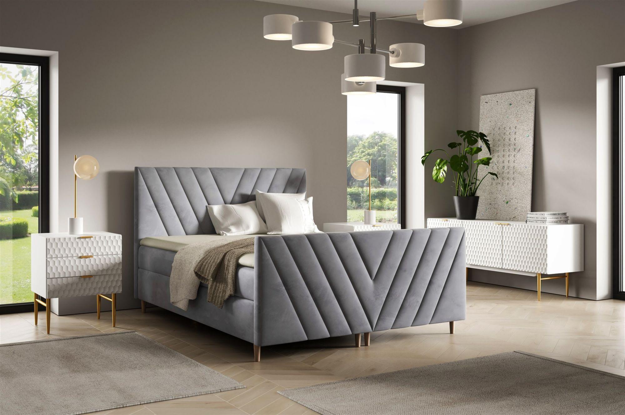 BOXBETT Carlito Premium Textil Fun Möbel Möbel > Betten > Boxspringbetten Grau
