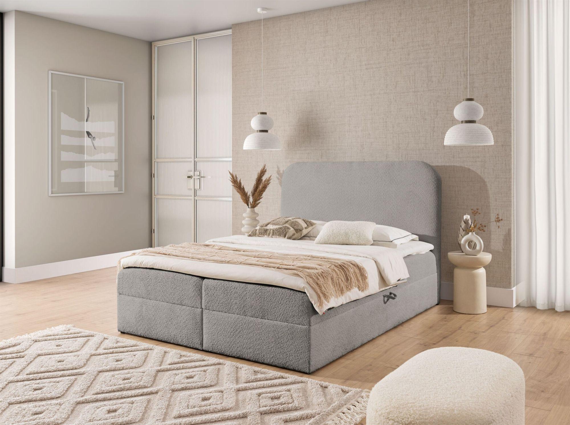 BOXBETT Bineta Premium Textil Fun Möbel Möbel > Betten > Boxspringbetten Grau