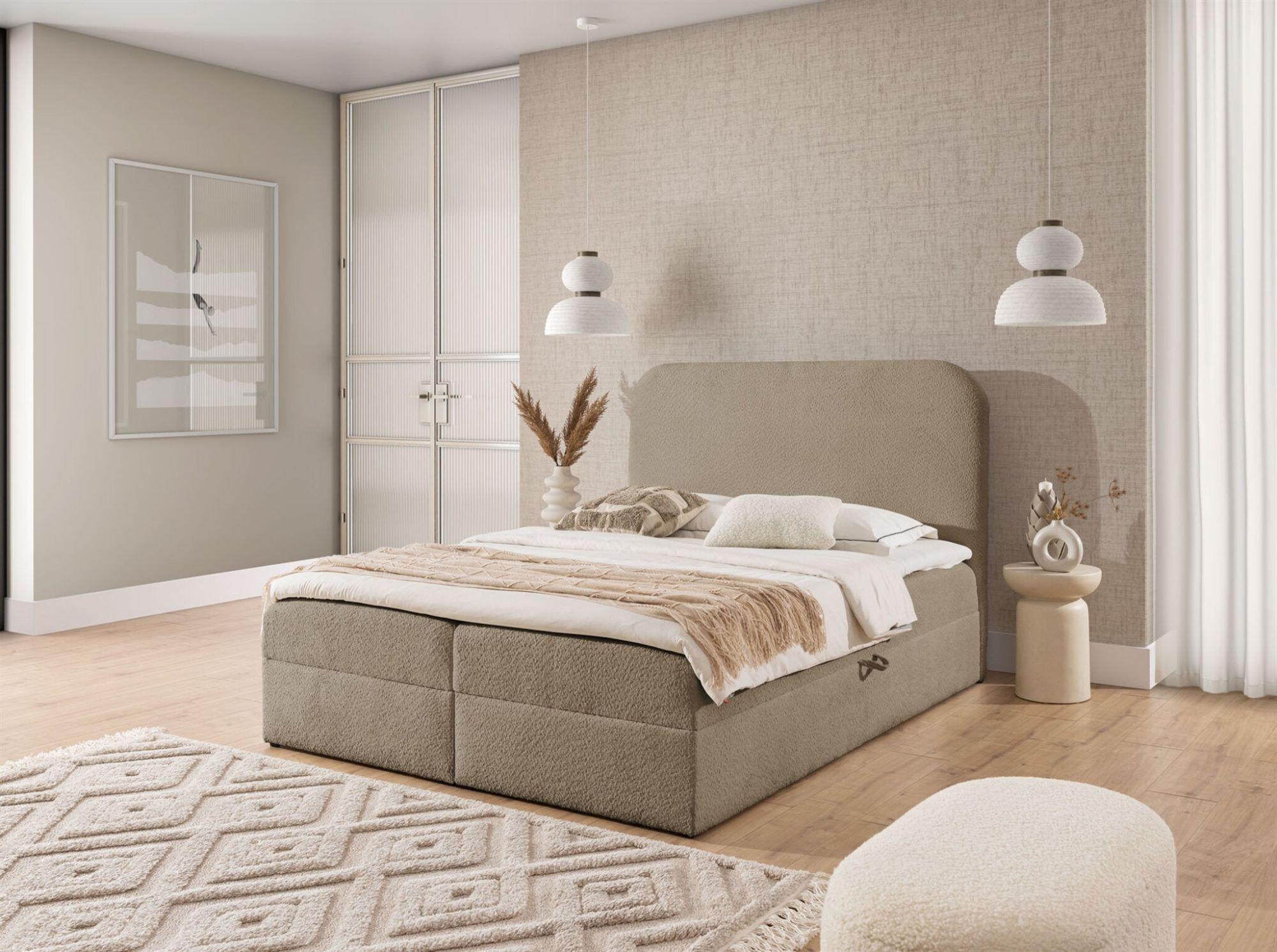 BOXBETT Bineta Premium Textil Fun Möbel Möbel > Betten > Boxspringbetten Beige