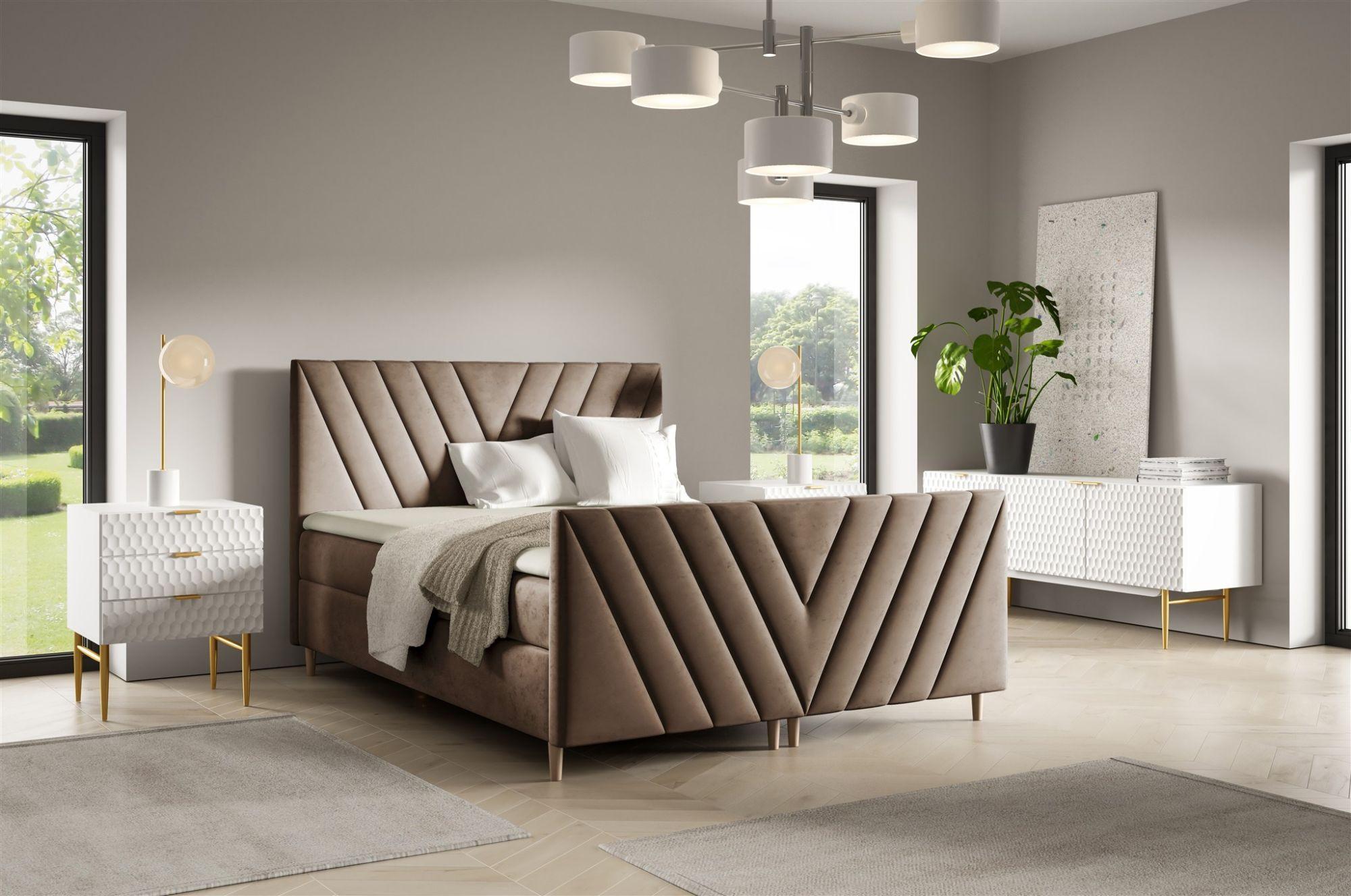 BOXBETT Carlito Premium Textil Fun Möbel Möbel > Betten > Boxspringbetten Braun