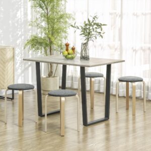 wohnli-moebel-suche-800001144374-1 4ER Set Esszimmerhocker Stapelhocker Hocker mit Leinenoptik für Wohnzimmer Grau Holzwerkstoff HOMCOM Möbel > Sessel > Hocker Grau