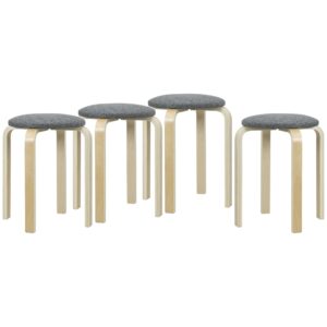 wohnli-moebel-suche-800001144374 Wohnli Möbelsuche - 4ER Set Esszimmerhocker Stapelhocker Hocker mit Leinenoptik für Wohnzimmer Grau