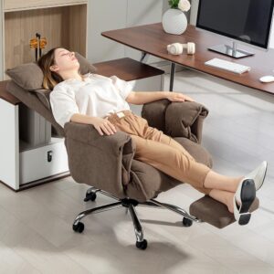 BÜROSTUHL Ergonomischer Schreibtischstuhl mit doppellagiger Polsterung Fußstütze Textil HOMCOM Möbel > Stühle > Bürostühle > Chefsessel Braun