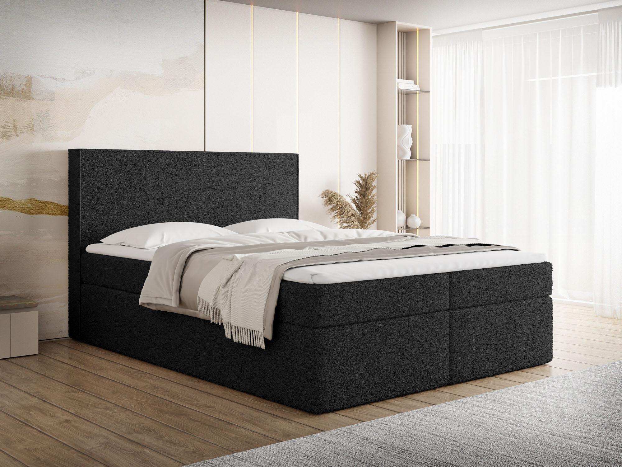 wohnli-moebel-suche-800001145588-1 Boucle Schwarz 200/200 cm – 7-Zonen Taschenfederkern-Matratze & Komfortschaum-Topper