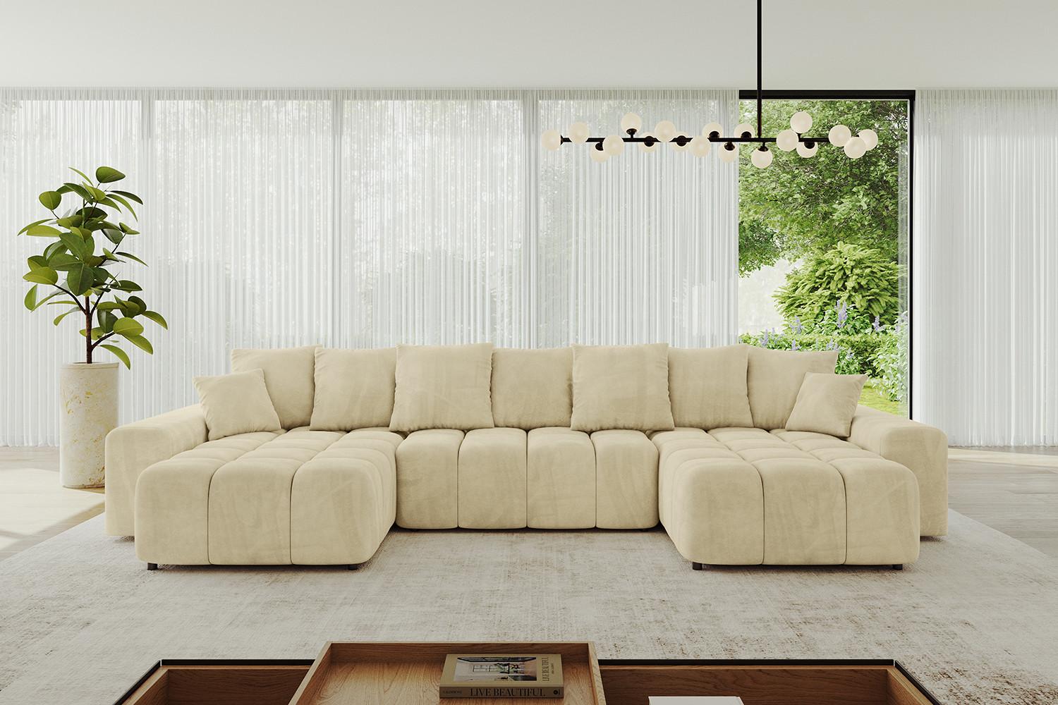 wohnli-moebel-suche-800001146528-1 WOHNLANDSCHAFT ENIL-U 401x189x68 Beige Velours Textil ALTDECOR Möbel > Sofas & Couches > Wohnlandschaften > Wohnlandschaften U-Form Beige