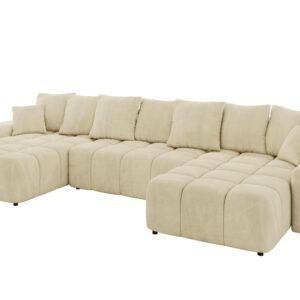 Wohnli Möbelsuche - WOHNLANDSCHAFT ENIL-U 401x189x68 Beige Velours