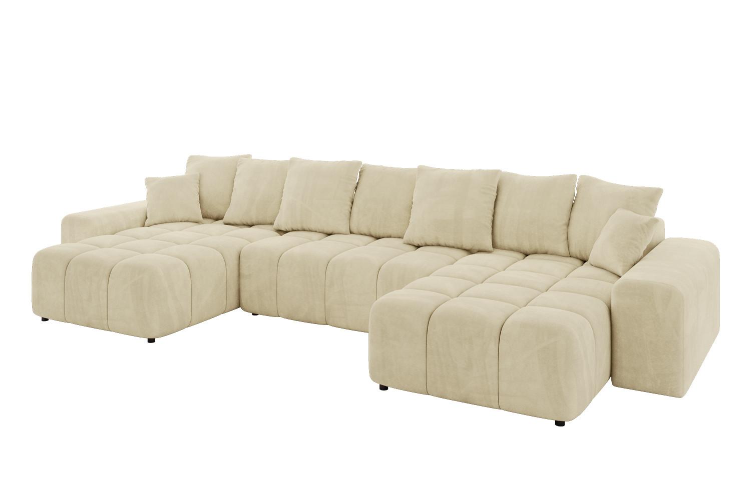 Wohnli Möbelsuche - WOHNLANDSCHAFT ENIL-U 401x189x68 Beige Velours