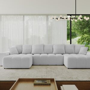 WOHNLANDSCHAFT ENIL-U 401x189x68 Hellgrau Bouclé Textil ALTDECOR Möbel > Sofas & Couches > Wohnlandschaften > Wohnlandschaften U-Form Grau