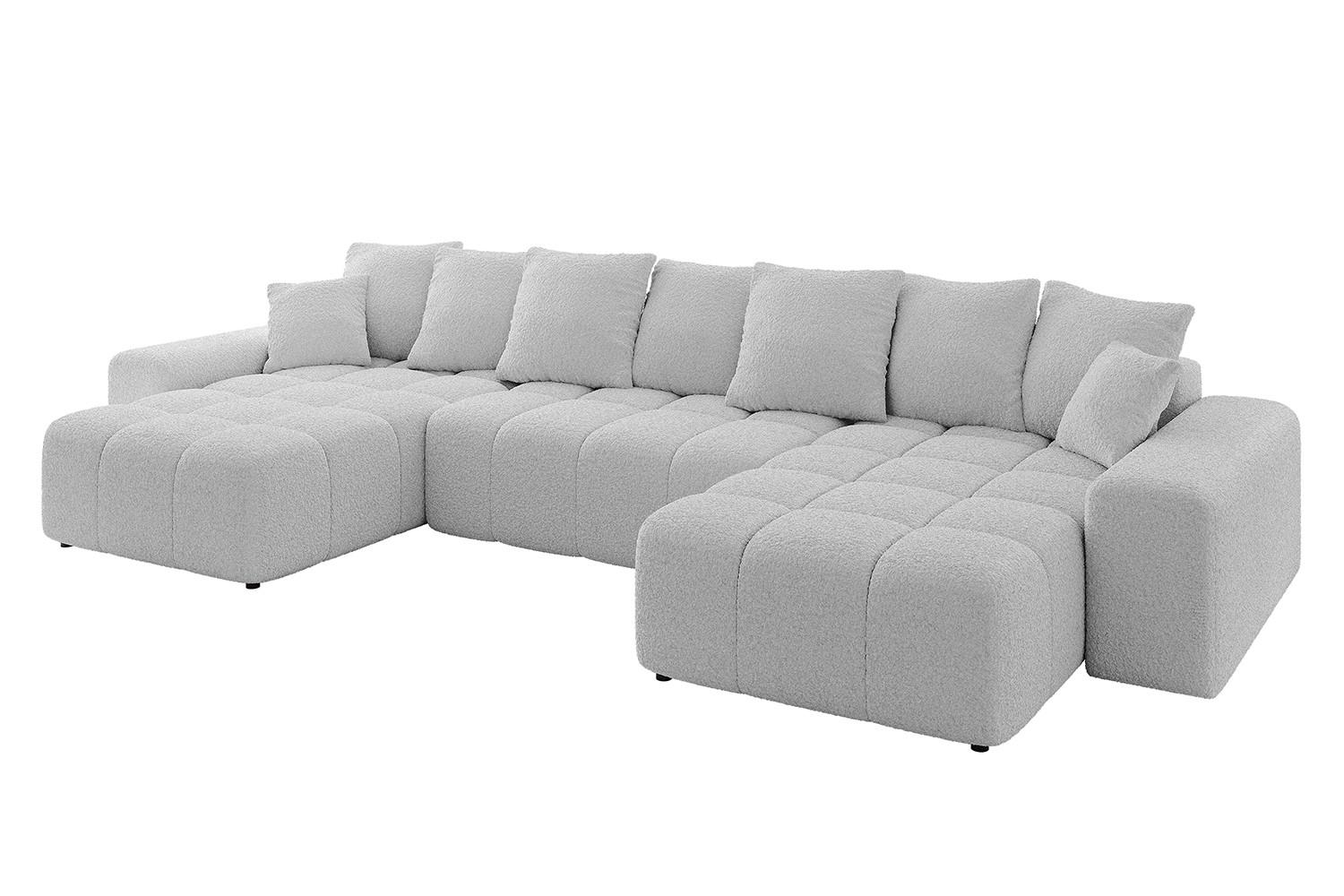 Wohnli Möbelsuche - WOHNLANDSCHAFT ENIL-U 401x189x68 Hellgrau Bouclé