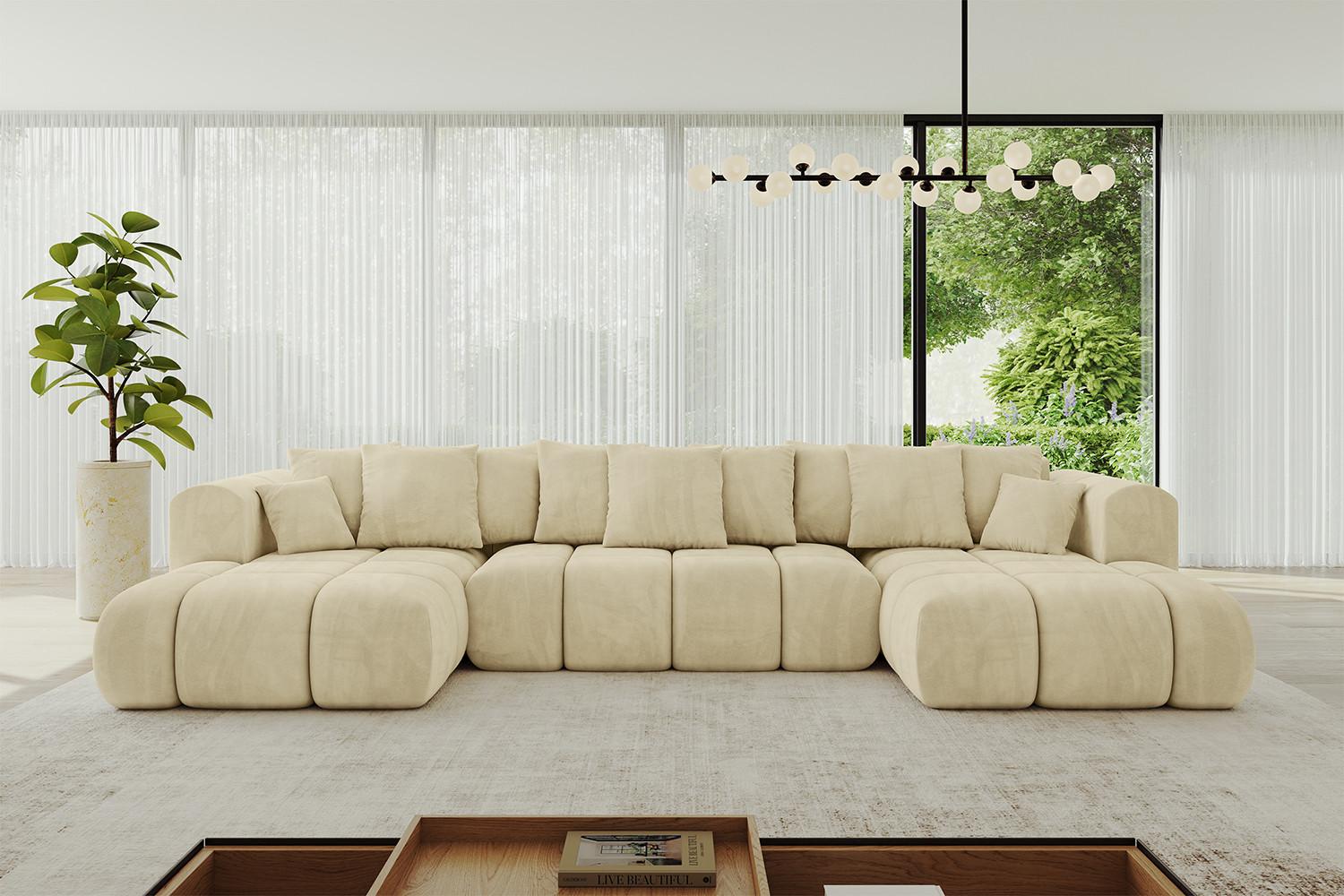 wohnli-moebel-suche-800001146903-1 WOHNLANDSCHAFT CLOUD-U-v1 405x185x90 Beige Velours Textil ALTDECOR Möbel > Sofas & Couches > Wohnlandschaften > Wohnlandschaften U-Form Beige