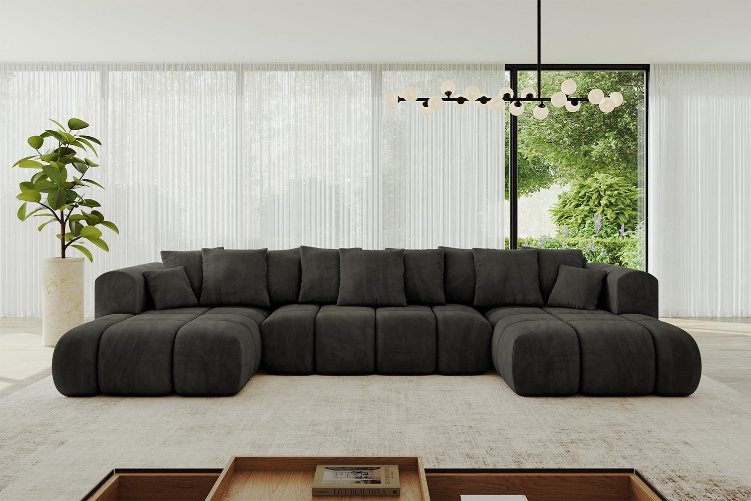 wohnli-moebel-suche-800001146915-1 WOHNLANDSCHAFT CLOUD-U-v1 405x185x90 Schwarz Velours Textil ALTDECOR Möbel > Sofas & Couches > Wohnlandschaften > Wohnlandschaften U-Form Schwarz