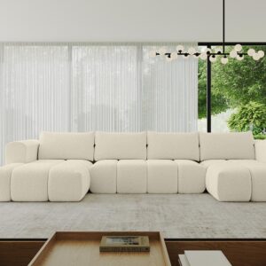WOHNLANDSCHAFT CLOUD-U 405x185x90 Beige Bouclé Textil ALTDECOR Möbel > Sofas & Couches > Wohnlandschaften > Wohnlandschaften U-Form Beige
