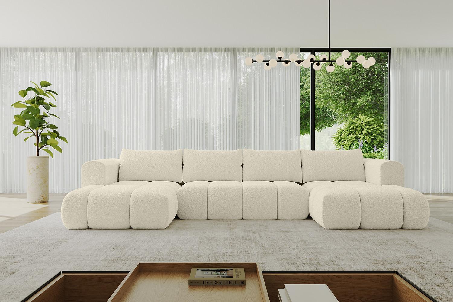 WOHNLANDSCHAFT CLOUD-U 405x185x90 Beige Bouclé Textil ALTDECOR Möbel > Sofas & Couches > Wohnlandschaften > Wohnlandschaften U-Form Beige