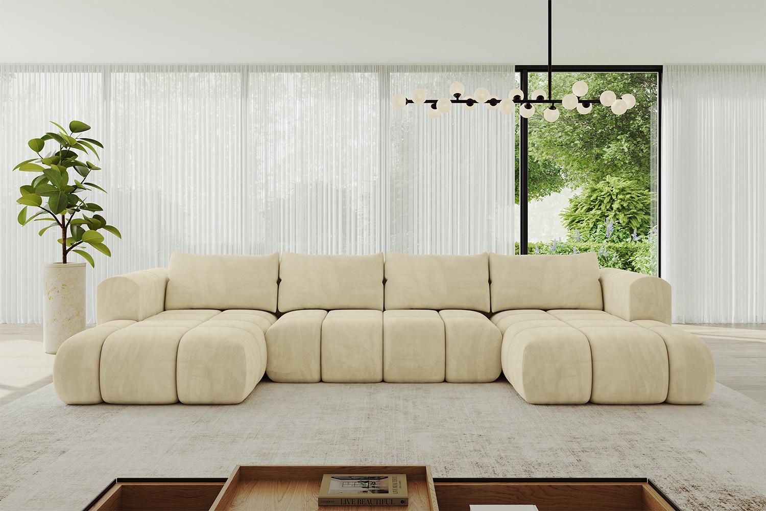 wohnli-moebel-suche-800001146920-1 WOHNLANDSCHAFT CLOUD-U 405x185x90 Beige Velours Textil ALTDECOR Möbel > Sofas & Couches > Wohnlandschaften > Wohnlandschaften U-Form Beige
