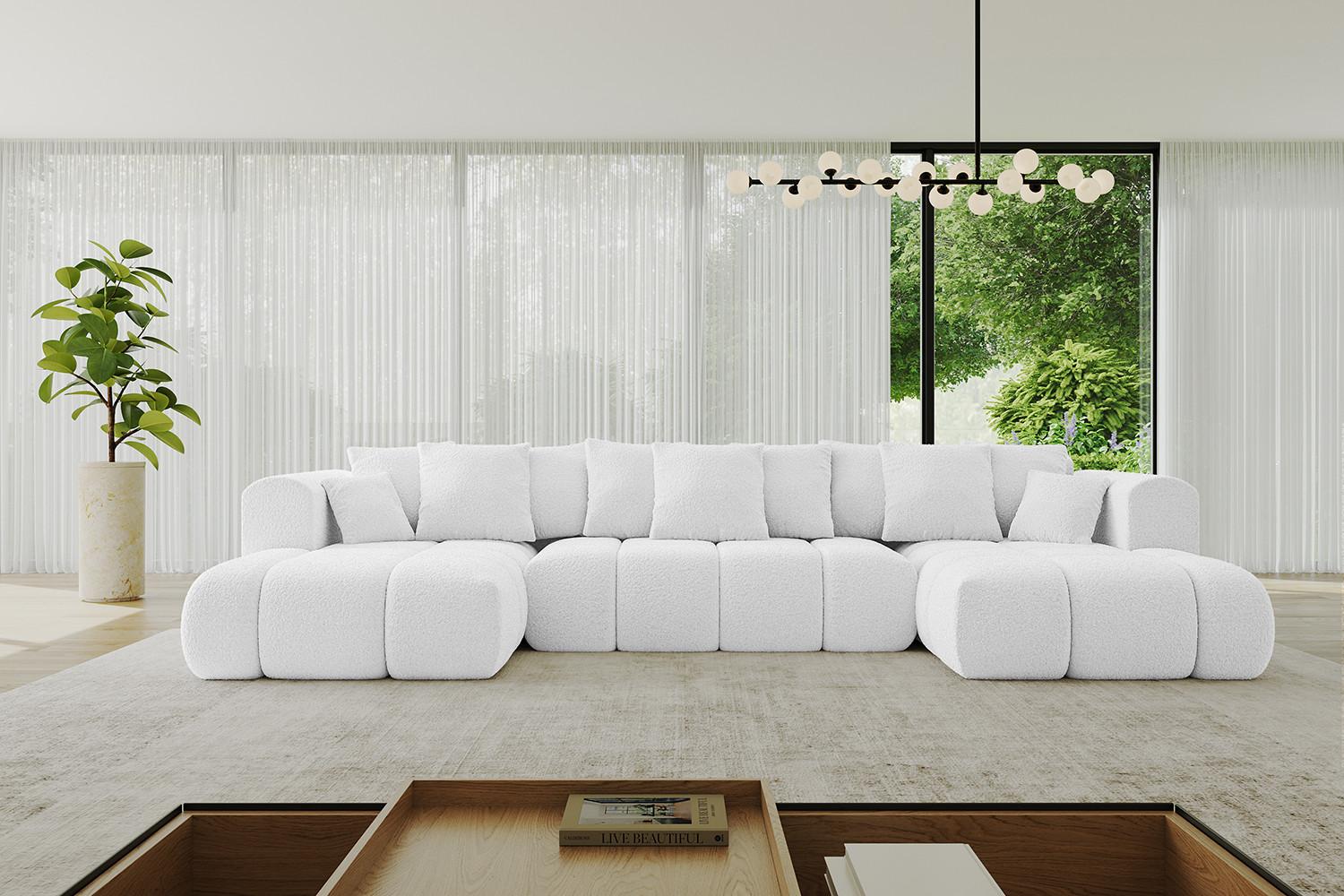wohnli-moebel-suche-800001146923-1 WOHNLANDSCHAFT CLOUD-U-v1 405x185x90 Weiß Bouclé Textil ALTDECOR Möbel > Sofas & Couches > Wohnlandschaften > Wohnlandschaften U-Form Weiß