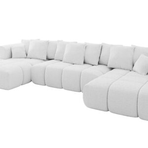 Wohnli Möbelsuche - WOHNLANDSCHAFT CLOUD-U-v1 405x185x90 Weiß Bouclé