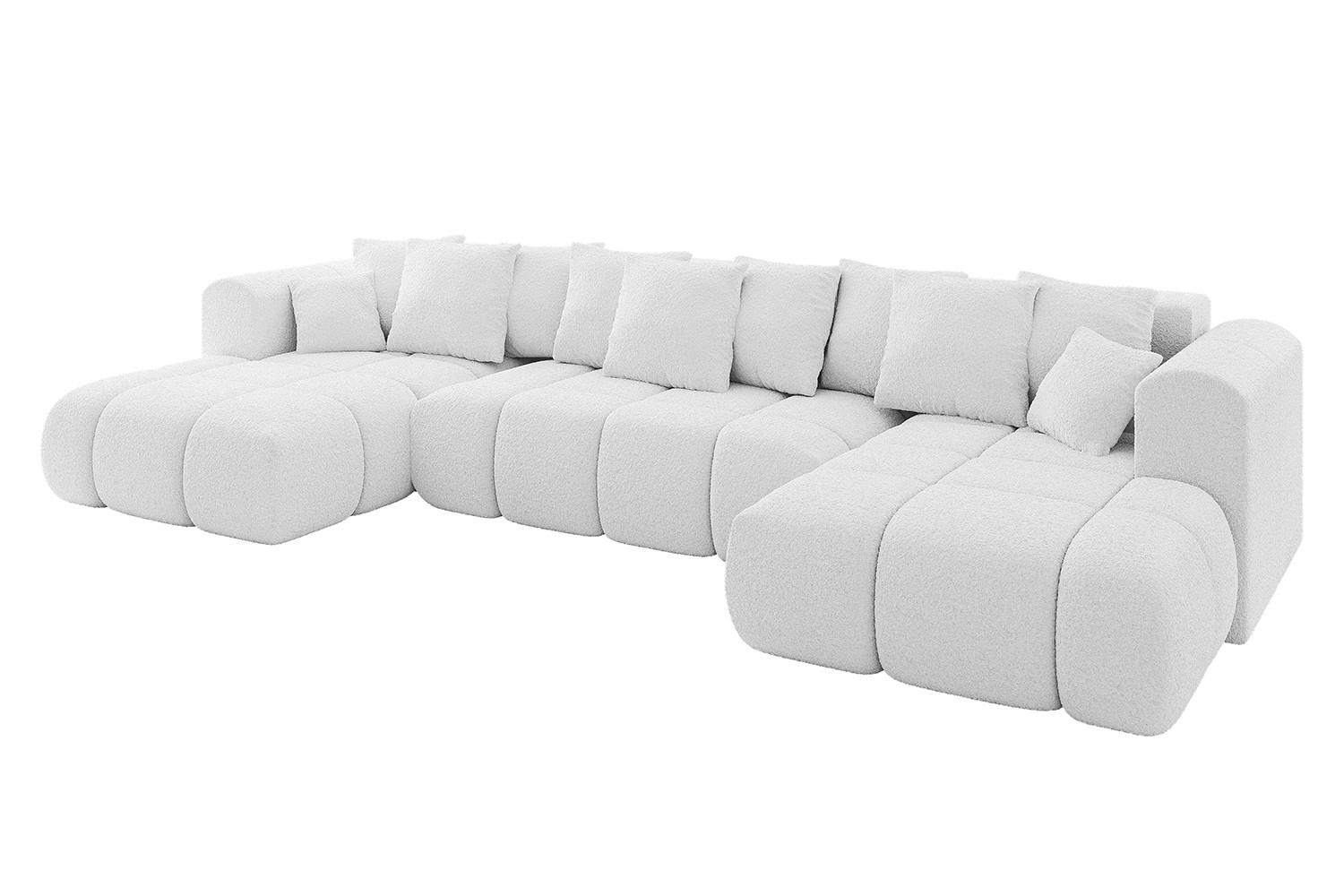 Wohnli Möbelsuche - WOHNLANDSCHAFT CLOUD-U-v1 405x185x90 Weiß Bouclé