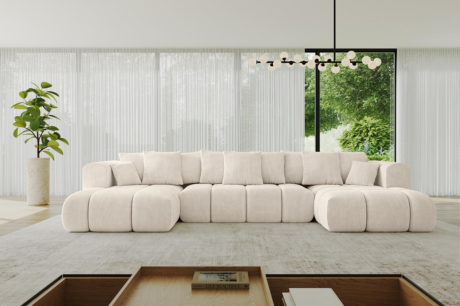 wohnli-moebel-suche-800001146927-1 WOHNLANDSCHAFT CLOUD-U-v1 405x185x90 Beige Cord Textil ALTDECOR Möbel > Sofas & Couches > Wohnlandschaften > Wohnlandschaften U-Form Beige