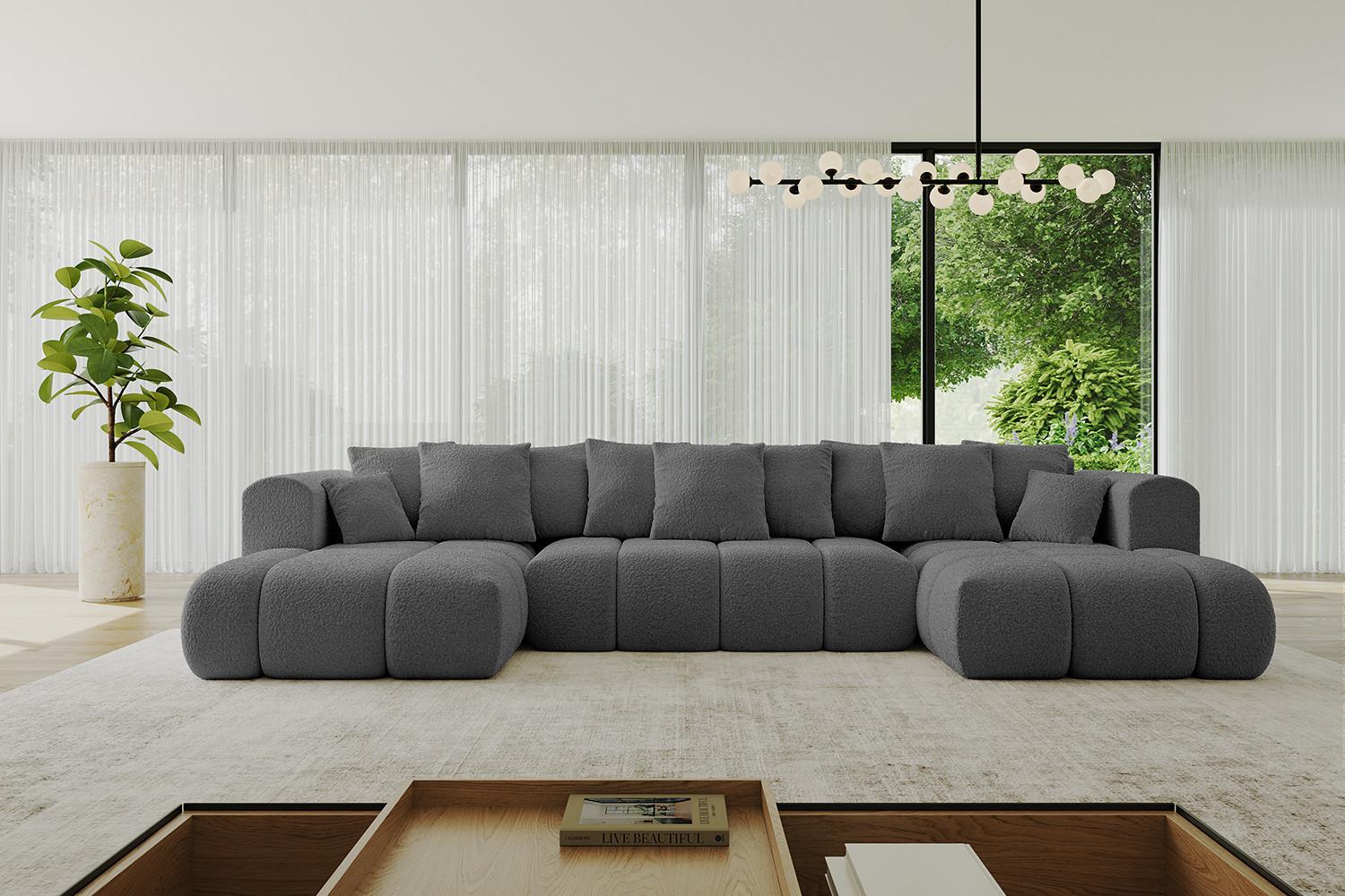 WOHNLANDSCHAFT CLOUD-U-v1 405x185x90 Grau Bouclé Textil ALTDECOR Möbel > Sofas & Couches > Wohnlandschaften > Wohnlandschaften U-Form Grau