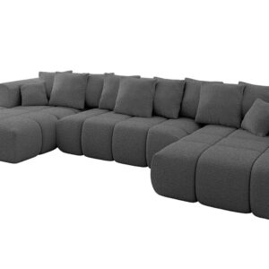 Wohnli Möbelsuche - WOHNLANDSCHAFT CLOUD-U-v1 405x185x90 Grau Bouclé