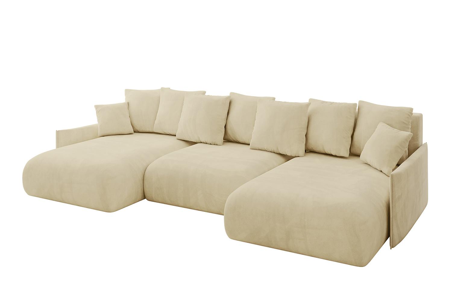 wohnli-moebel-suche-800001146944 Wohnli Möbelsuche - WOHNLANDSCHAFT mit Schlaffunktion und Bettkasten ONESK-U-v1 317x177x72 Beige Velours