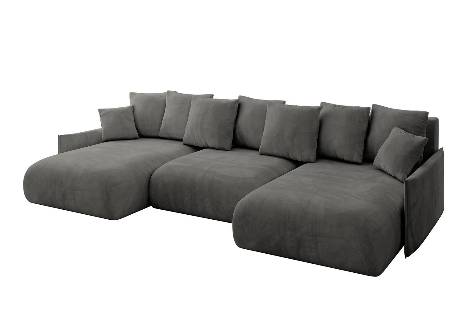 Wohnli Möbelsuche - WOHNLANDSCHAFT mit Schlaffunktion und Bettkasten ONESK-U-v1 317x177x72 Dunkelgrau Velours