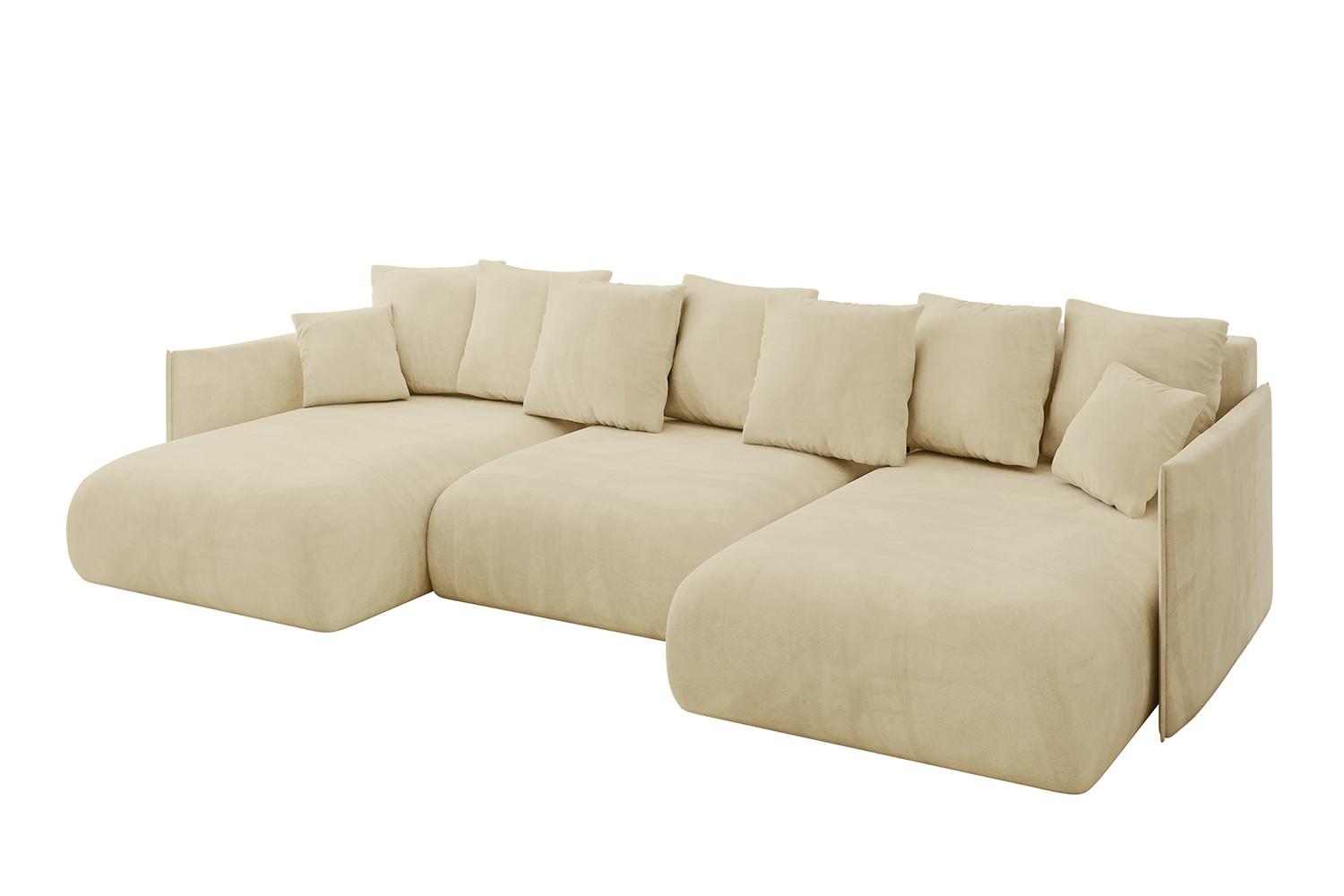 wohnli-moebel-suche-800001147053 Wohnli Möbelsuche - WOHNLANDSCHAFT mit Schlaffunktion und Bettkasten ONESK-U 317x177x72 Beige Velours