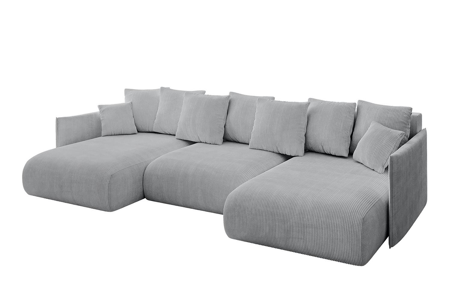 Wohnli Möbelsuche - WOHNLANDSCHAFT mit Schlaffunktion und Bettkasten ONESK-U 317x177x72 Grau Cord