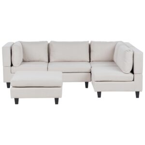 wohnli-moebel-suche-800001148720 Wohnli Möbelsuche - 4-SITZER-ECKSOFA Leinenoptik hellbeige rechtsseitig mit Ottomane Fevik