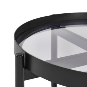 wohnli-moebel-suche-800001148730-1 BEISTELLTISCH Schwarz/Heller Holzfarbton Reno Metall Beliani Möbel > Tische > Beistelltische Schwarz