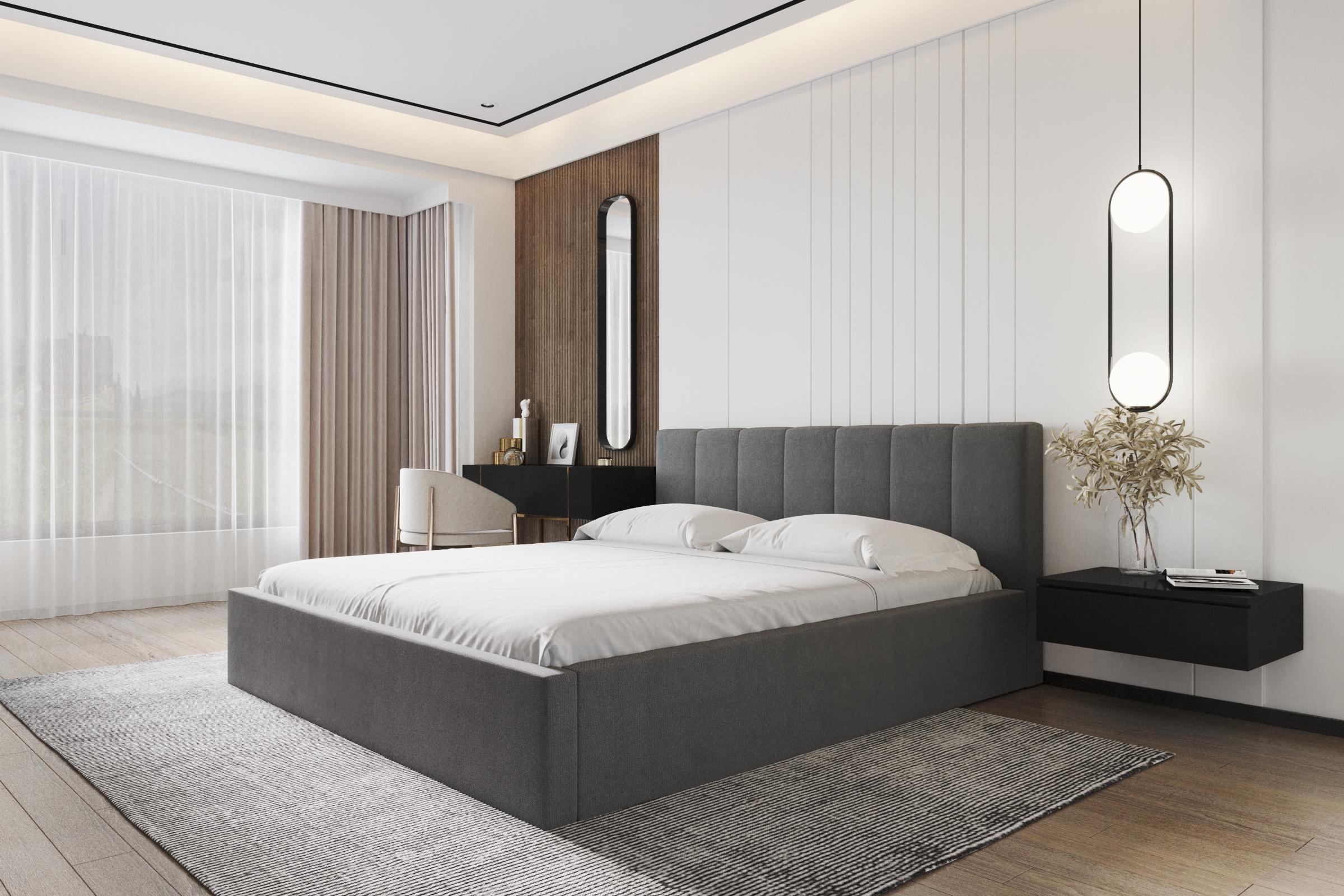 POLSTERBETT Mannte 160/200 cm in Grau – mit Bettkasten und luxuriösem Stil Textil AX Living Möbel > Betten > Polsterbetten Grau