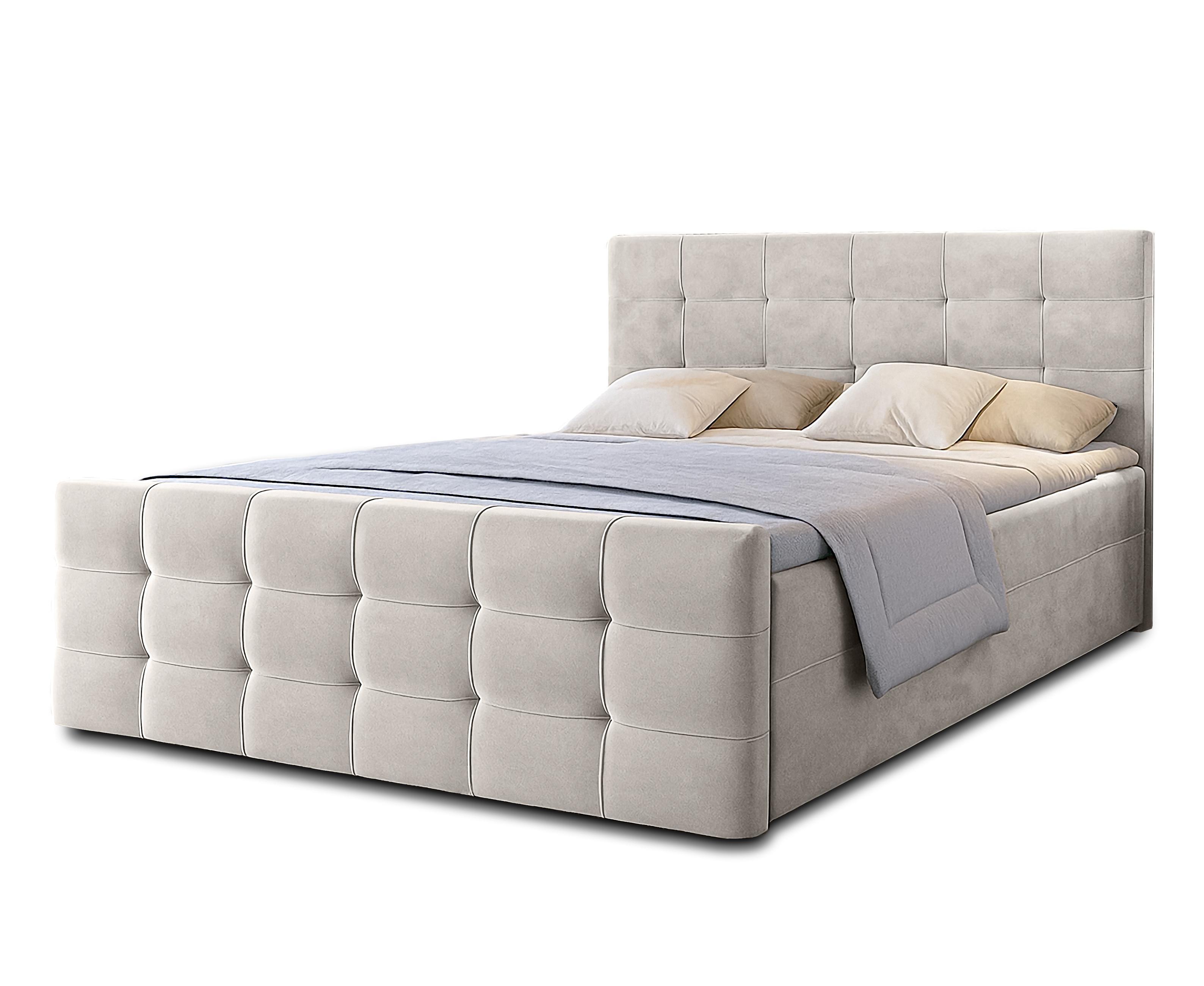 Wohnli Möbelsuche - BOXBETT ARGENTARO 140x200 cm mit Bettkasten und Matratze - Beige + TOPPER