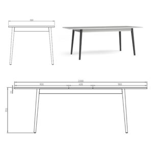wohnli-moebel-suche-800001149462-1 ESSTISCH Irelis Grau 220/80/90 cm – mit schwarzen Beinen Holzwerkstoff AX Living Möbel > Tische > Esstische Grau