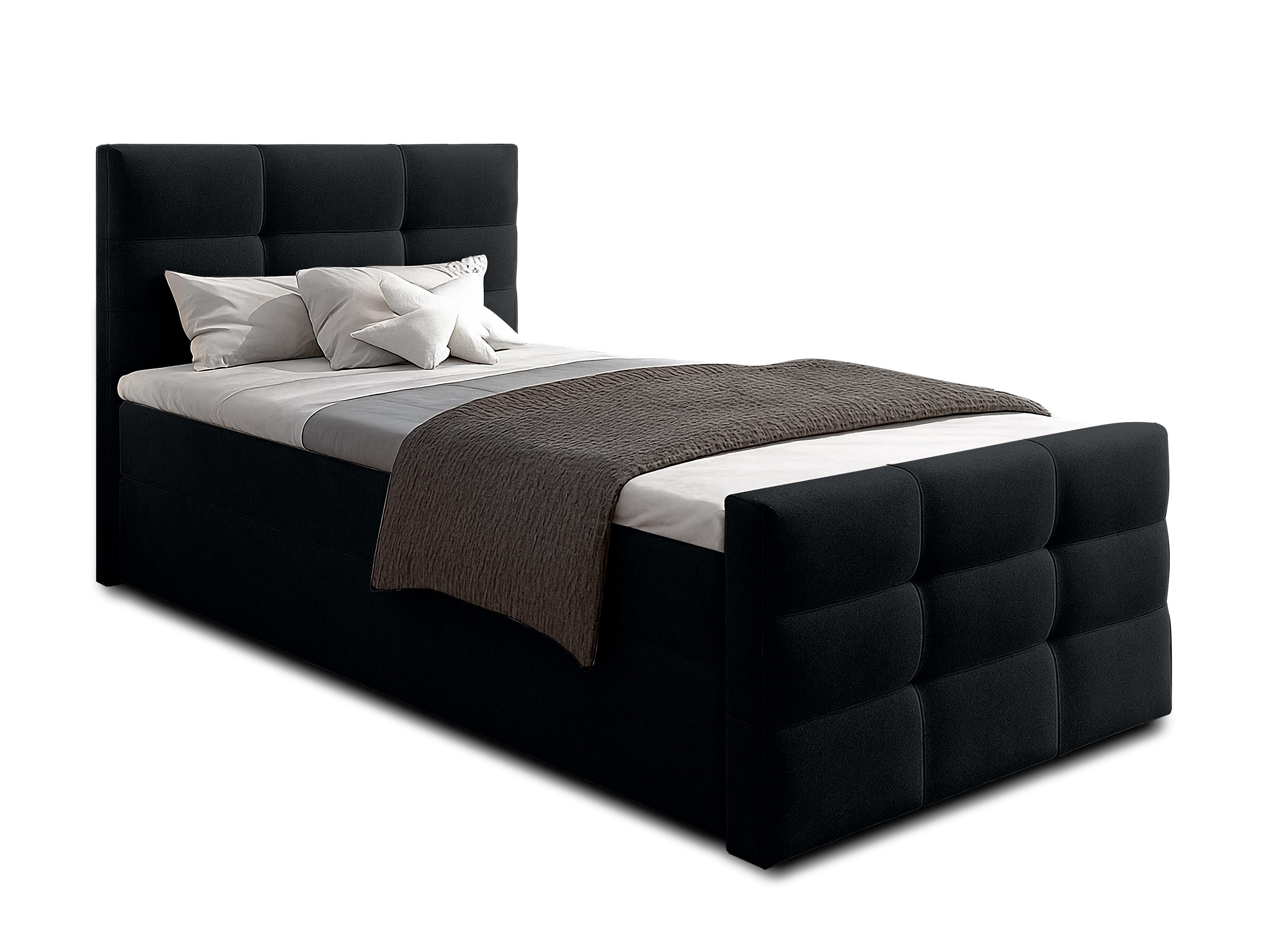 Wohnli Möbelsuche - BOXBETT ARGENTARO 120x200 cm mit Bettkasten und Matratze - Schwarz + TOPPER