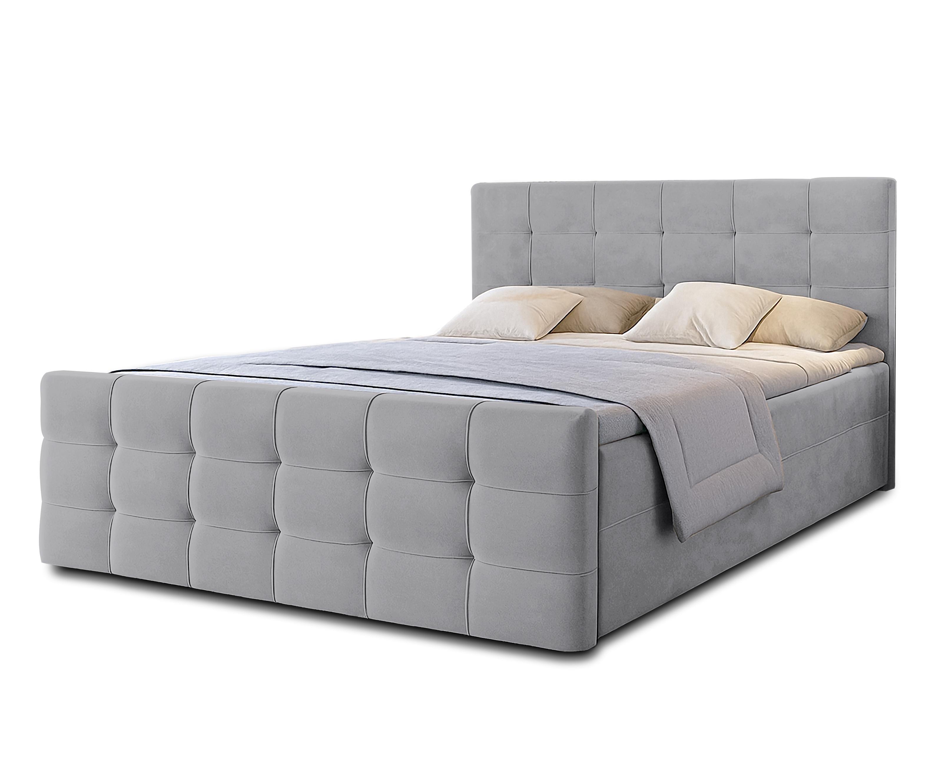 Wohnli Möbelsuche - BOXBETT ARGENTARO 180x200 cm mit Bettkasten und Matratze - Grau + TOPPER
