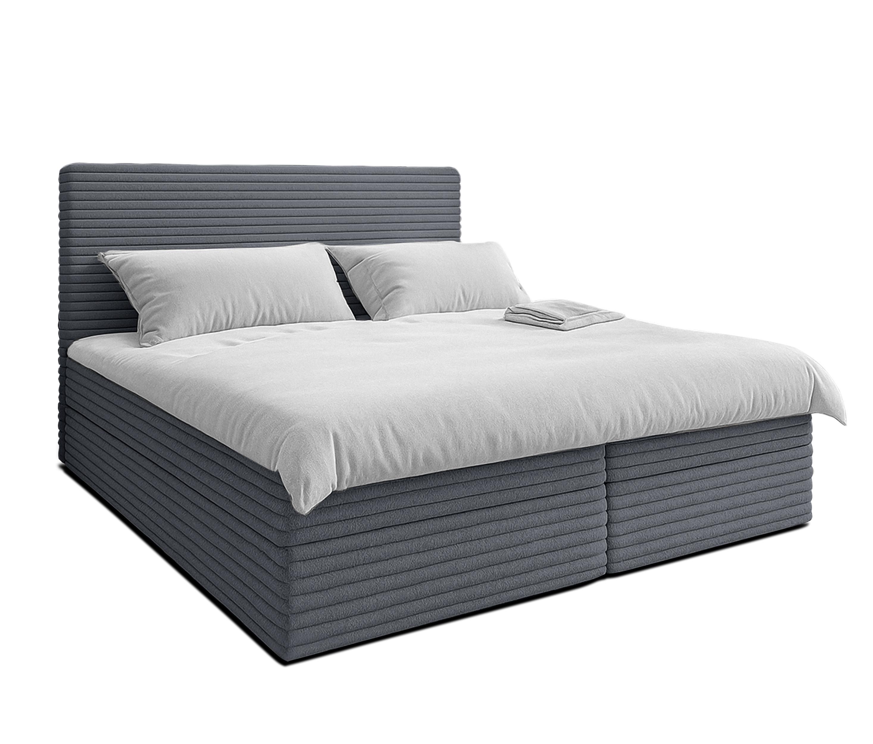 Wohnli Möbelsuche - BOXBETT SEVDAYLA 140x200 cm mit Bettkasten und Matratze - Grau + TOPPER