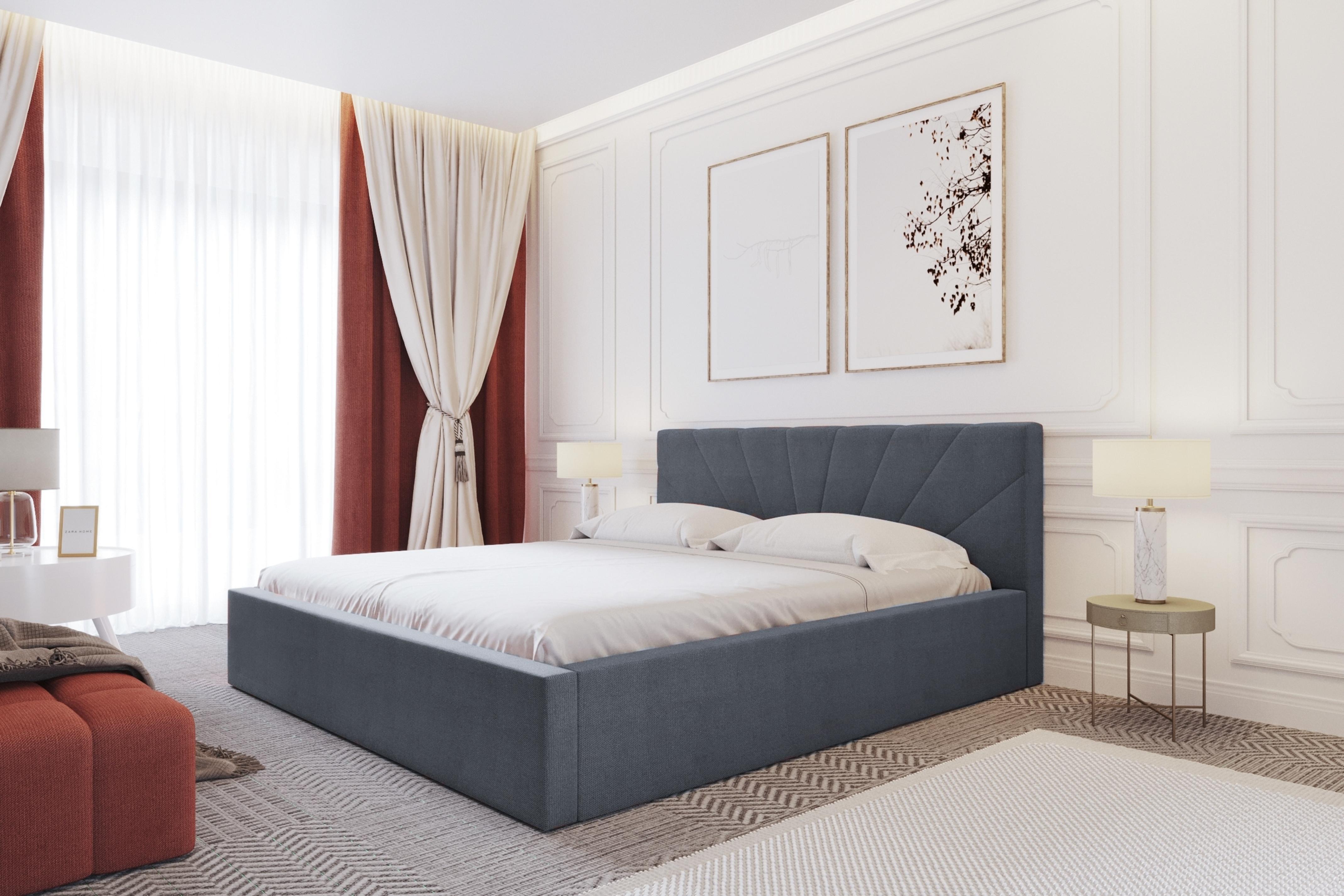 POLSTERBETT Larik 160/200 cm in Grau – mit Bettkasten und stilvollem Design Textil AX Living Möbel > Betten > Polsterbetten Grau