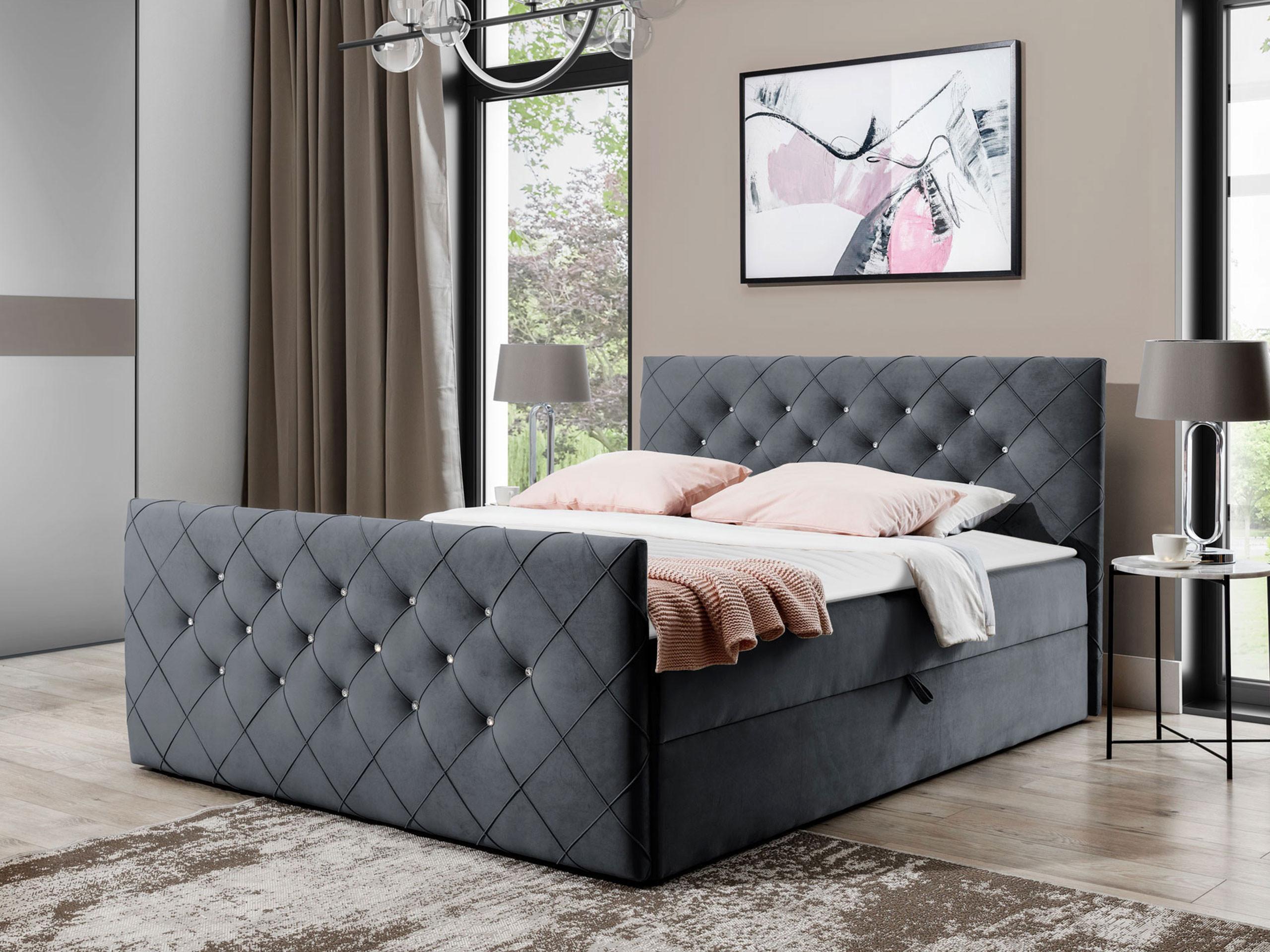 BOXBETT Malaga - H3 Holz MIRJAN24 Möbel > Betten > Boxspringbetten Grau