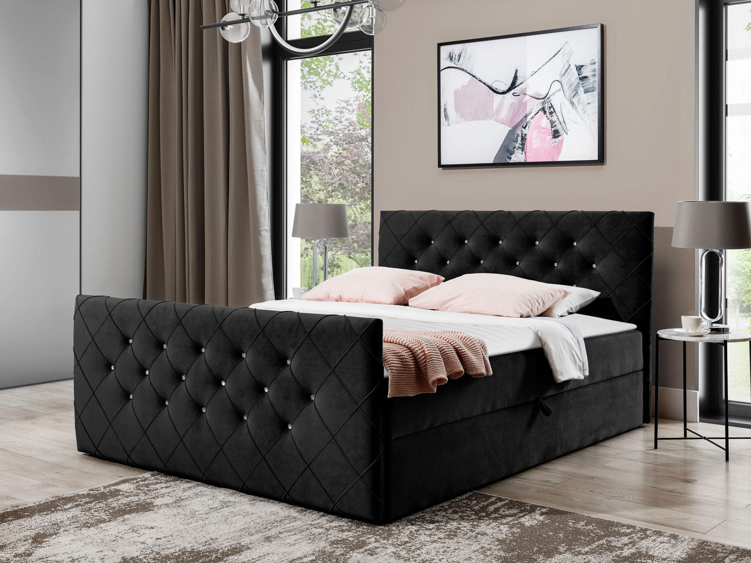 BOXBETT Malaga - H3 Holz MIRJAN24 Möbel > Betten > Boxspringbetten Schwarz