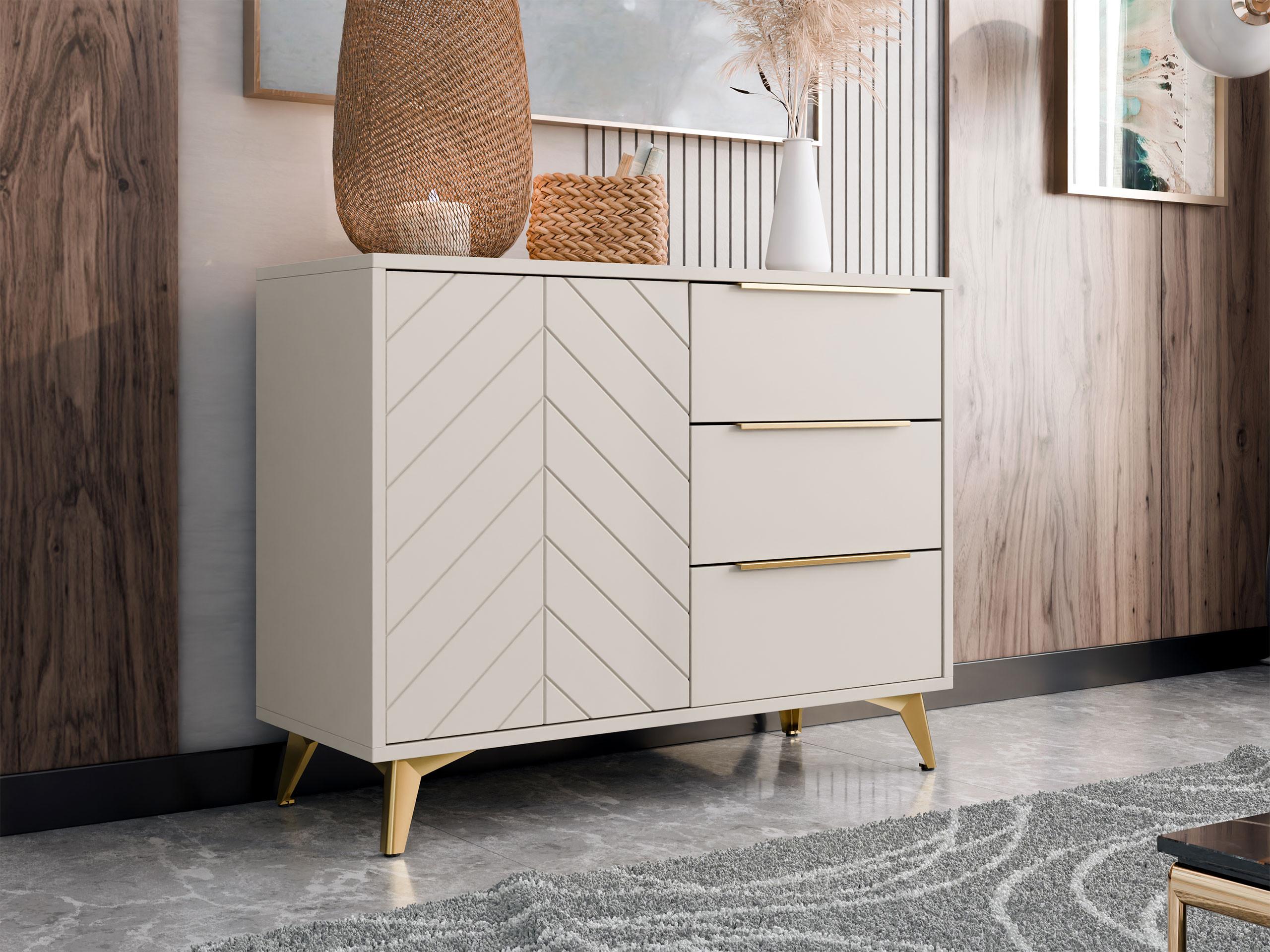 KOMMODE Xylix 100 1D3SZ Holzwerkstoff MIRJAN24 Möbel > Kommoden & Schubladenschränke > Kommoden Beige