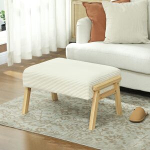 wohnli-moebel-suche-800001154712-1 SITZHOCKER Hocker mit weichem Sitzkissen Holzbeinen Fußhocker mit Cordoptik Textil HOMCOM Möbel > Sessel > Hocker Weiß