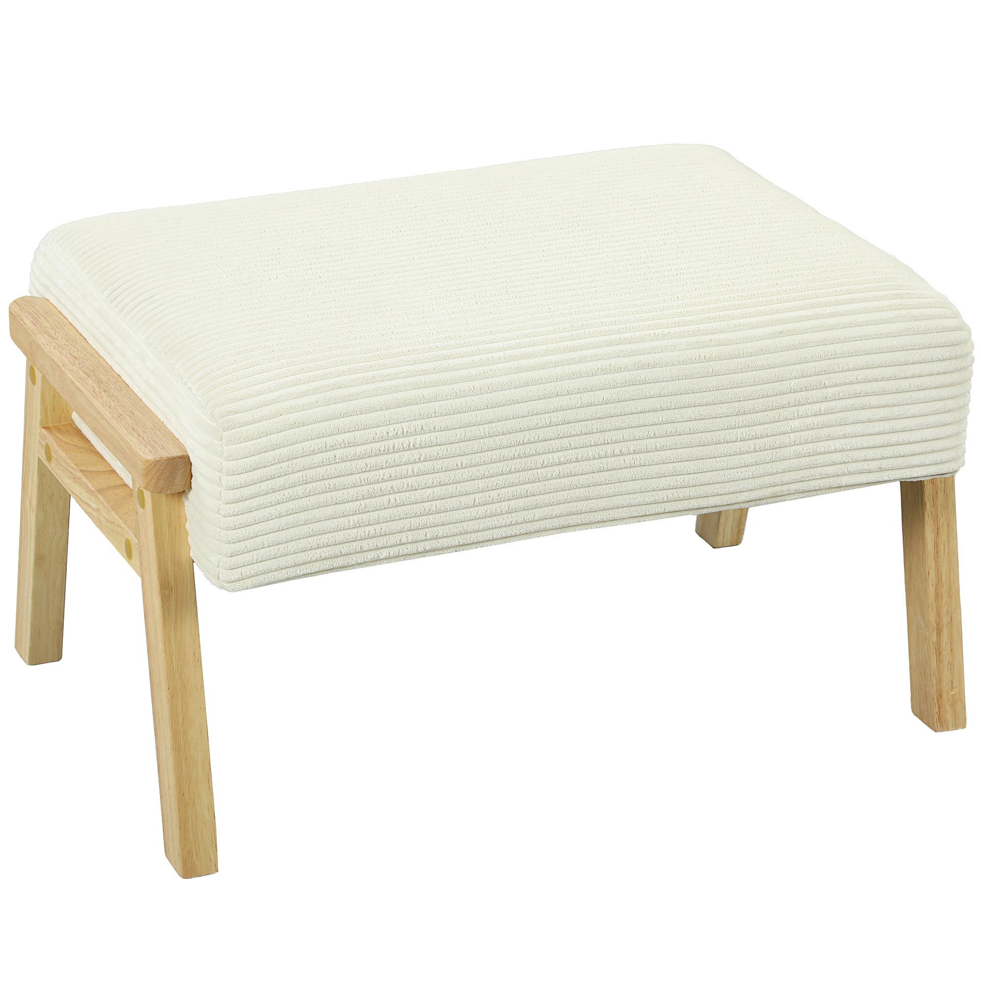 Wohnli Möbelsuche - SITZHOCKER Hocker mit weichem Sitzkissen Holzbeinen Fußhocker mit Cordoptik