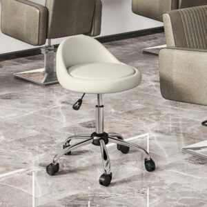 wohnli-moebel-suche-800001154718-1 ROLLHOCKER Höhenverstellbarer Arbeitshocker 63-83 cm Drehhocker mit Rädern Kunststoff HOMCOM Möbel > Sessel > Hocker Weiß