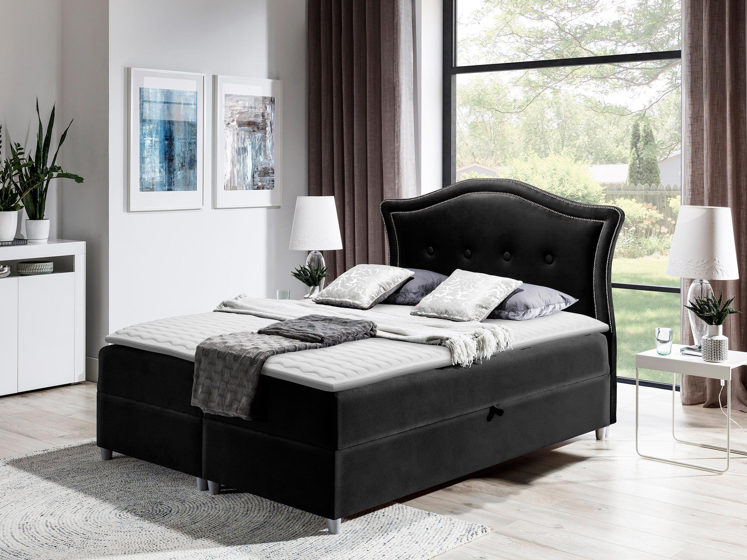 BOXBETT Bedran Lux - H3 Holz MIRJAN24 Möbel > Betten > Boxspringbetten Schwarz