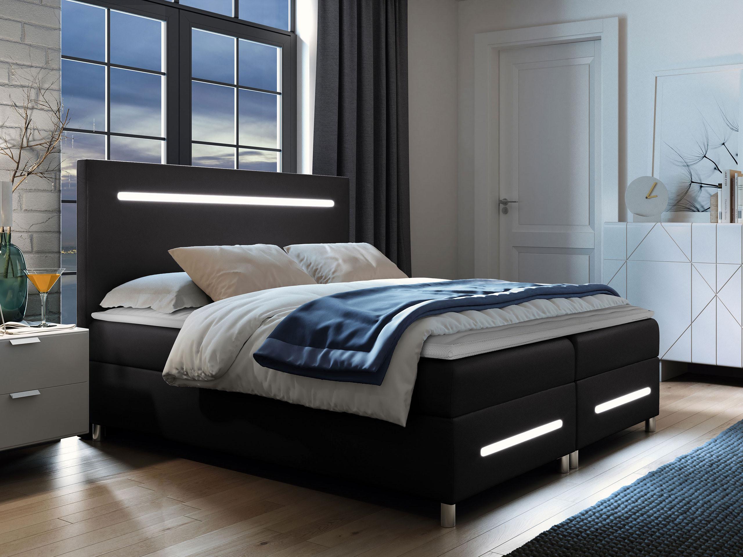 BOXBETT Enter LED - H3 Holz MIRJAN24 Möbel > Betten > Boxspringbetten Schwarz